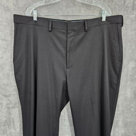 JM Haggar Dress Pants Slacks 42x30 Black Classic Fit Stretch Waist Comfortable - Picture 5 of 10